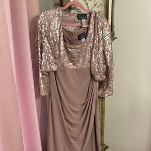 Alex Evenings Blush Sequin Gown with Bolero